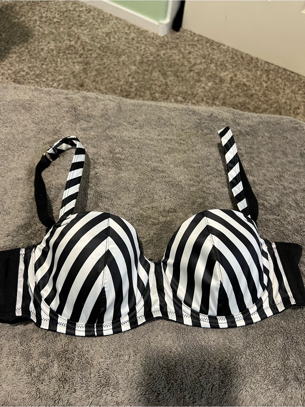 Playful Promises Black & White Striped Underwire Bra